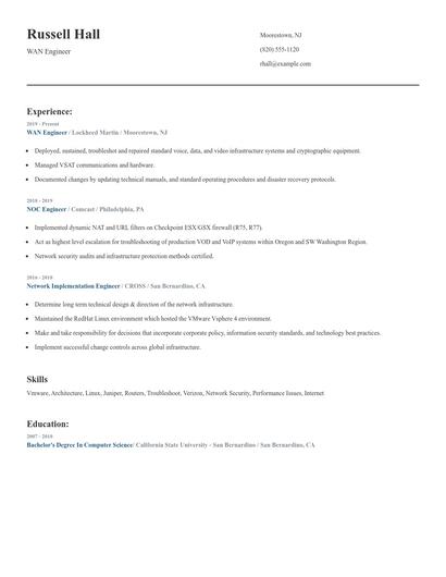 WAN Engineer Resume