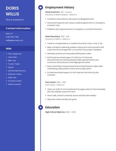 Ward Assistant Resume