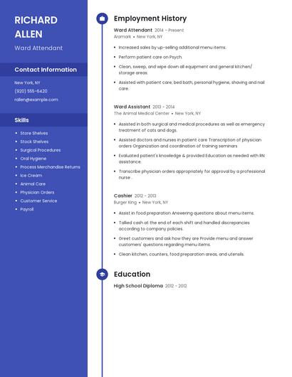 Ward Attendant Resume