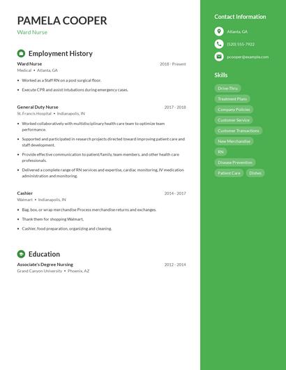 Ward Nurse Resume