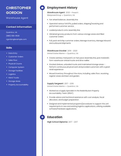 Warehouse Agent Resume