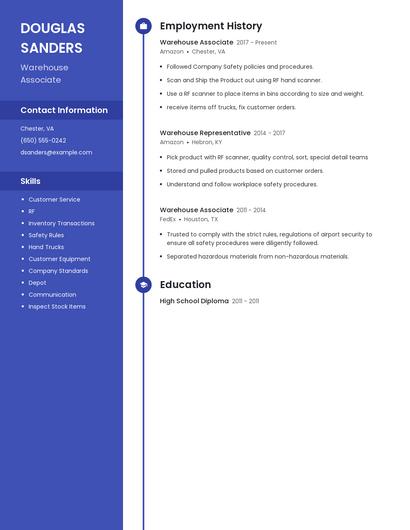 Warehouse Associate Resume