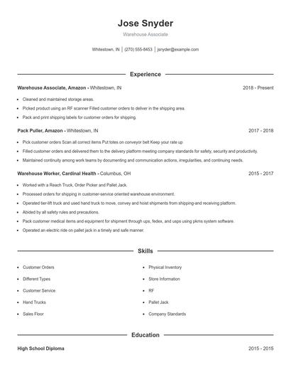 Resume example 1