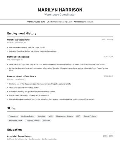 Resume example 2