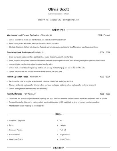 Resume example 1
