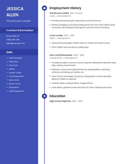 Warehouse Loader Resume