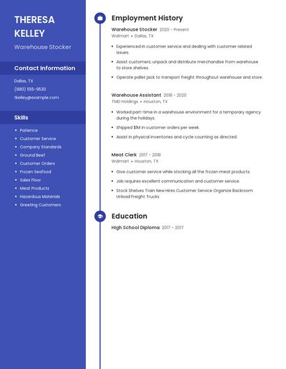 Warehouse Stocker Resume