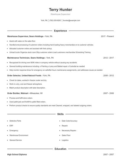 Resume example 1
