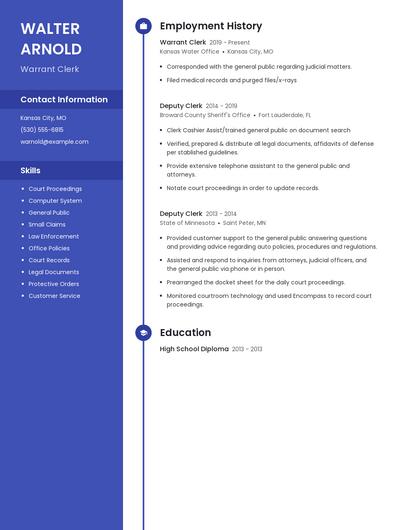 Warrant Clerk Resume