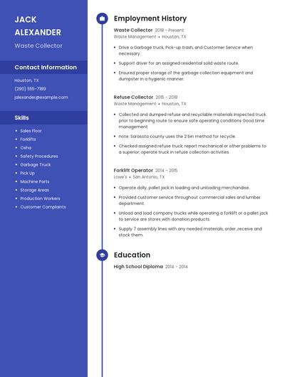 Waste Collector Resume