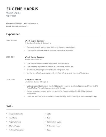 Watch Engine Operator Resume