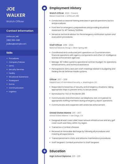 Watch Officer Resume