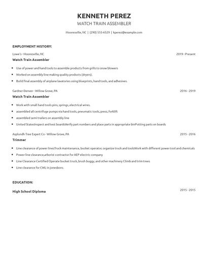 Watch Train Assembler Resume