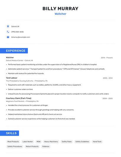 Watcher Resume