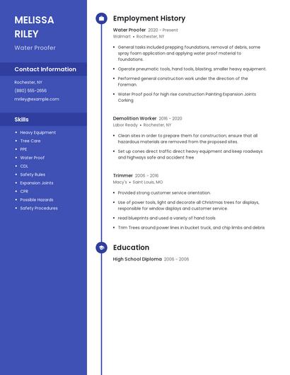 Water Proofer Resume