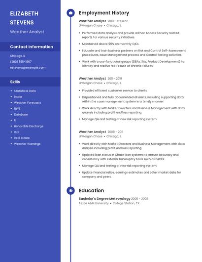 Weather Analyst Resume