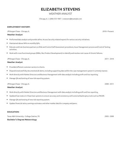 Weather Analyst Resume