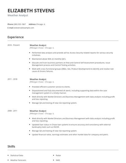 Weather Analyst Resume
