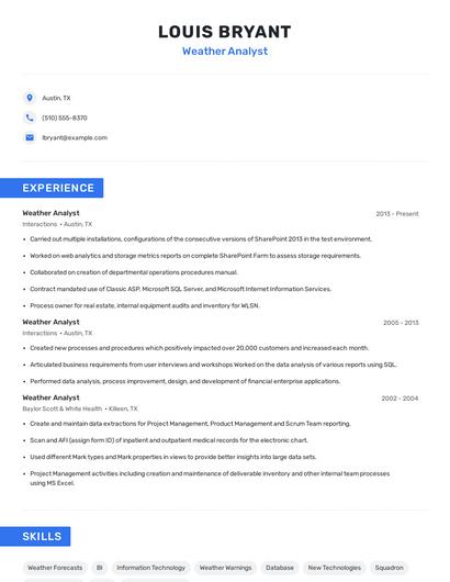 Weather Analyst Resume