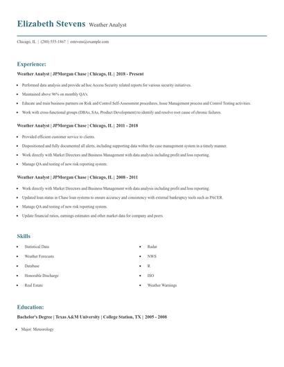 Weather Analyst Resume