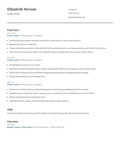Weather Analyst Resume