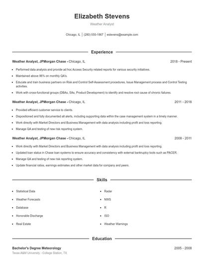 Weather Analyst Resume