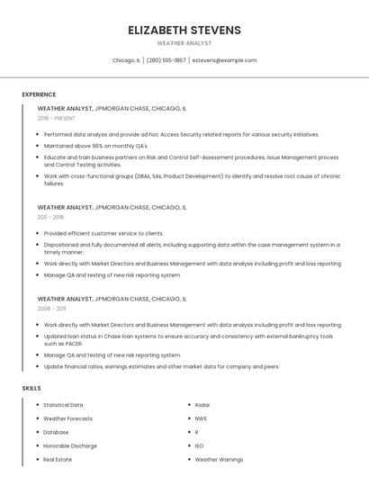 Weather Analyst Resume