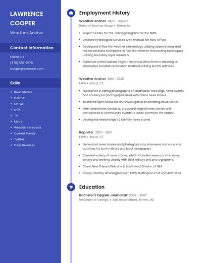 Weather Anchor Resume