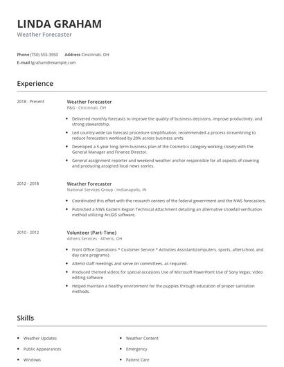 Weather Forecaster Resume