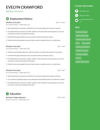 Weather Forecaster Resume