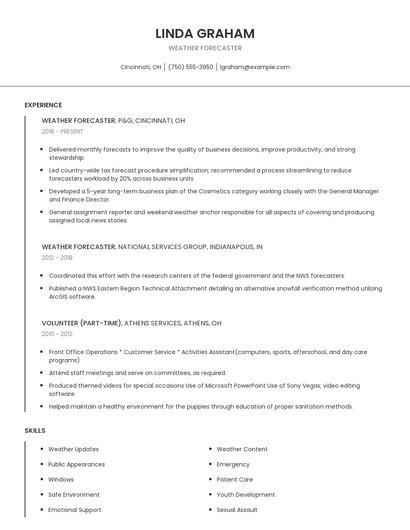 Weather Forecaster Resume