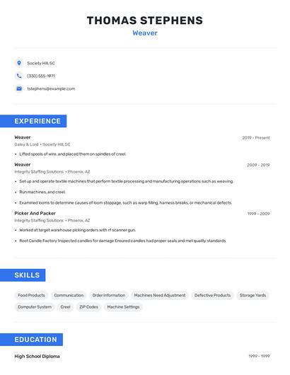 Weaver Resume