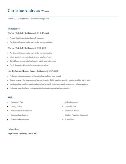 Weaver Resume