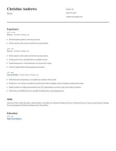 Weaver Resume