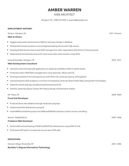 Web Architect Resume