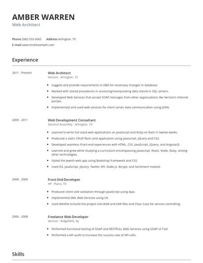 Web Architect Resume