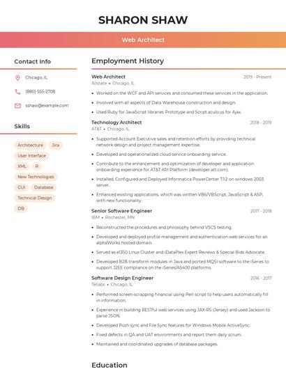 Web Architect Resume