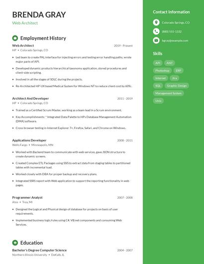 Web Architect Resume