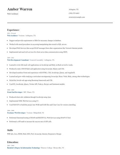 Web Architect Resume