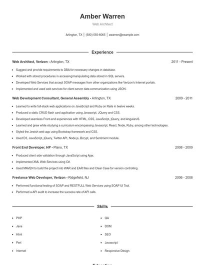Web Architect Resume
