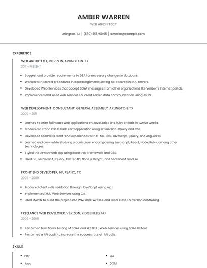 Web Architect Resume