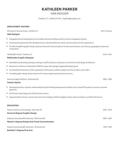 Web Designer Resume