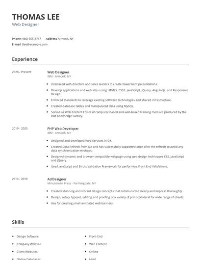 Web Designer Resume