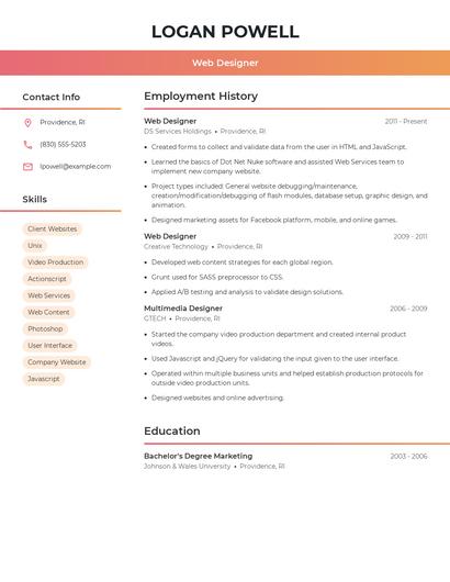 Web Designer Resume