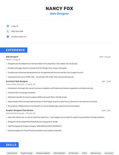 Web Designer Resume