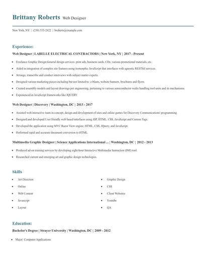 Web Designer Resume