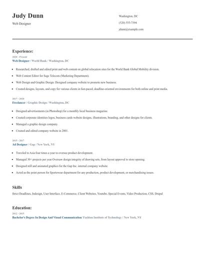 Web Designer Resume