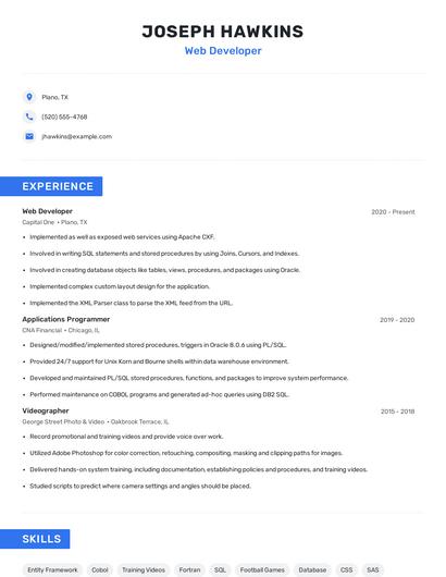 Web Developer Resume