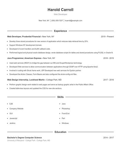 Web Developer Resume