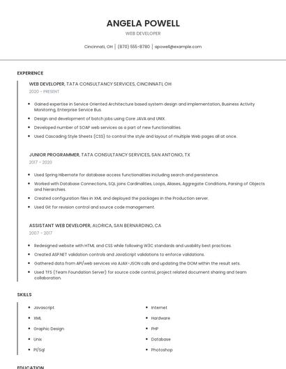 Web Developer Resume